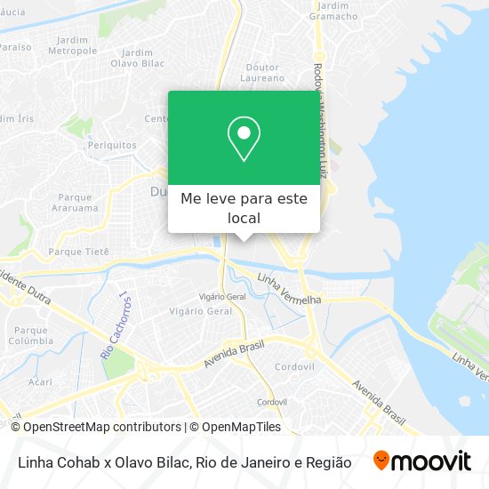 Linha Cohab x Olavo Bilac mapa