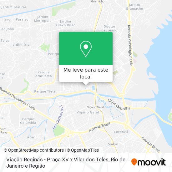 Viação Regina's - Praça XV x Vilar dos Teles mapa