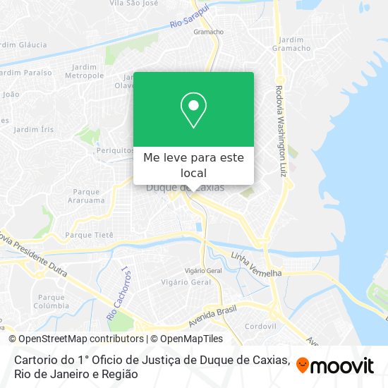 Cartorio do 1° Oficio de Justiça de Duque de Caxias mapa