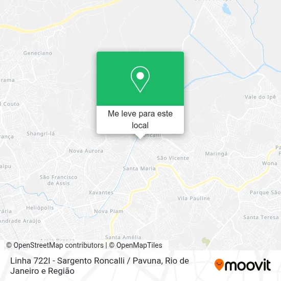 Linha 722I - Sargento Roncalli / Pavuna mapa