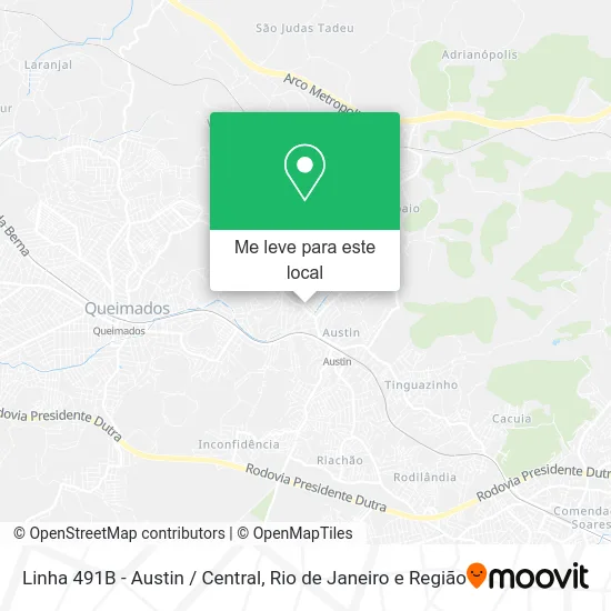 Linha 491B - Austin / Central mapa