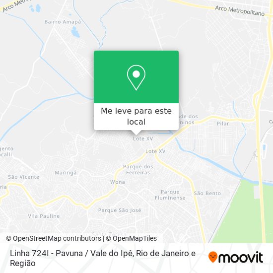 Linha 724I - Pavuna / Vale do Ipê mapa