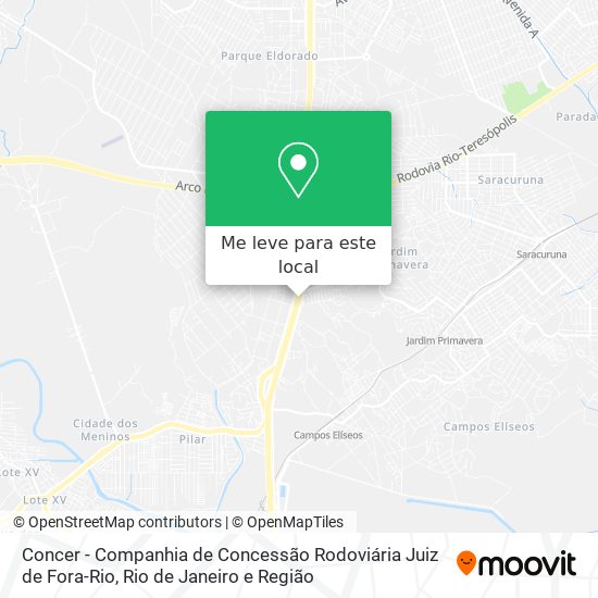 Concer - Companhia  de Concessão Rodoviária Juiz de Fora-Rio mapa