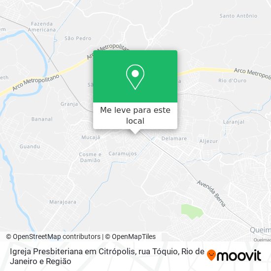 Igreja Presbiteriana em Citrópolis, rua Tóquio mapa