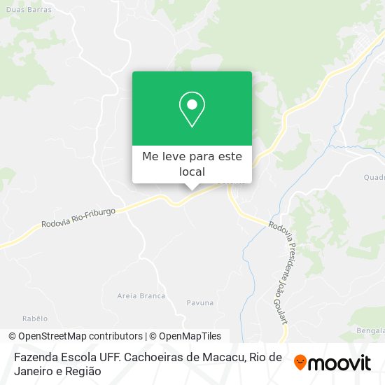 Fazenda Escola UFF. Cachoeiras de Macacu mapa