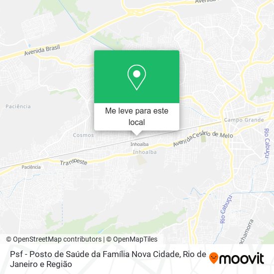 Psf - Posto de Saúde da Família Nova Cidade mapa