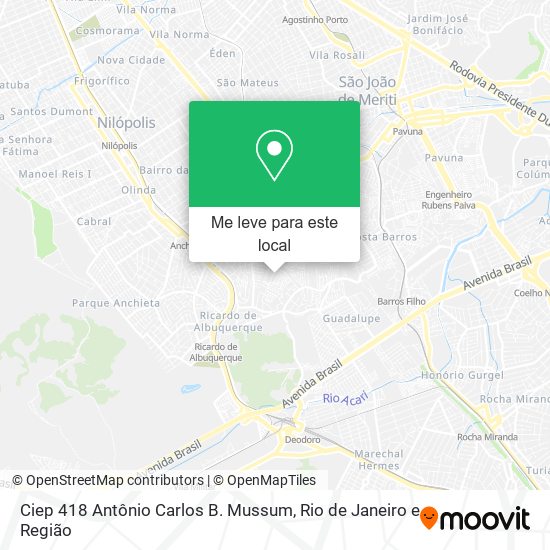 Ciep 418 Antônio Carlos B. Mussum mapa