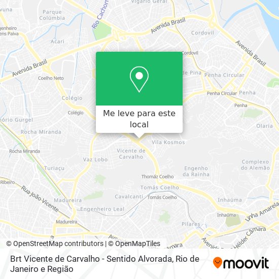 Brt Vicente de Carvalho - Sentido Alvorada mapa
