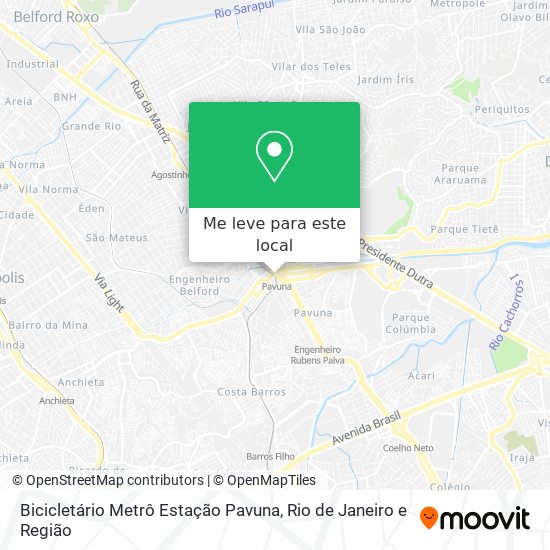 Bicicletário Metrô Estação Pavuna mapa