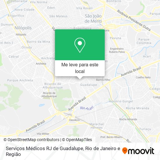 Serviços Médicos RJ de Guadalupe mapa