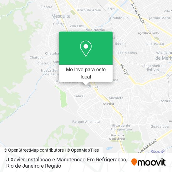 J Xavier Instalacao e Manutencao Em Refrigeracao mapa