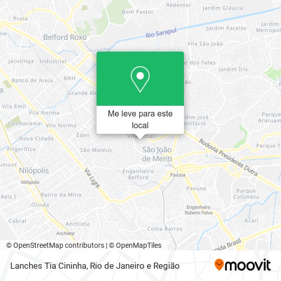 Lanches Tia Cininha mapa