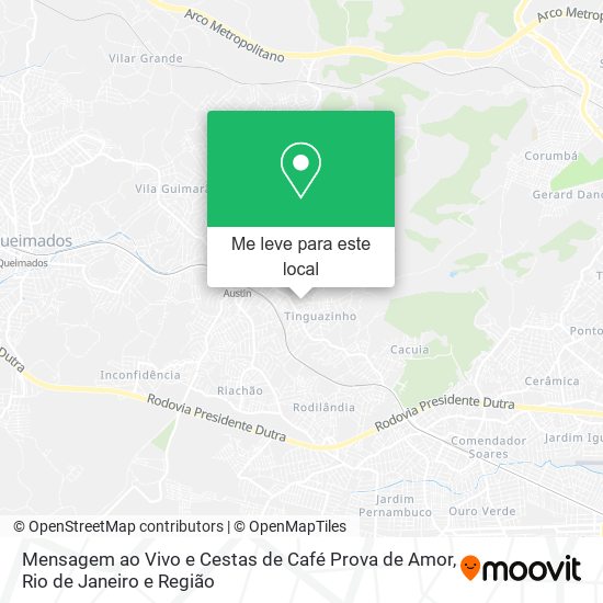 Mensagem ao Vivo e Cestas de Café Prova de Amor mapa