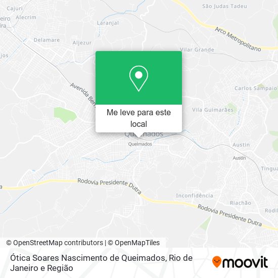 Ótica Soares Nascimento de Queimados mapa