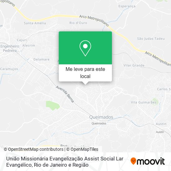 União Missionária Evangelização Assist Social Lar Evangélico mapa