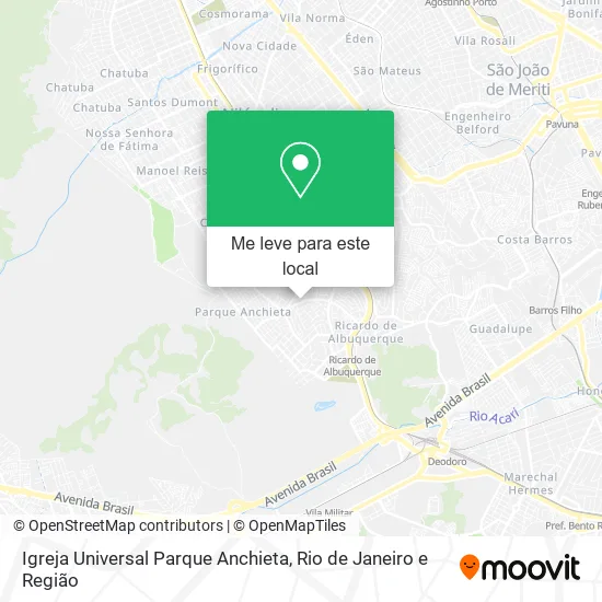 Igreja Universal Parque Anchieta mapa