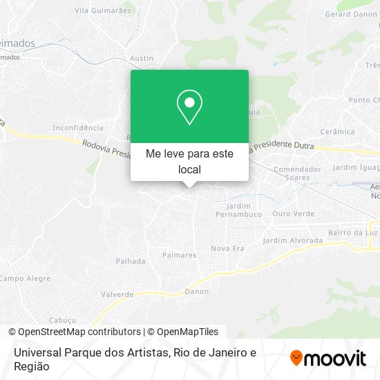 Universal Parque dos Artistas mapa