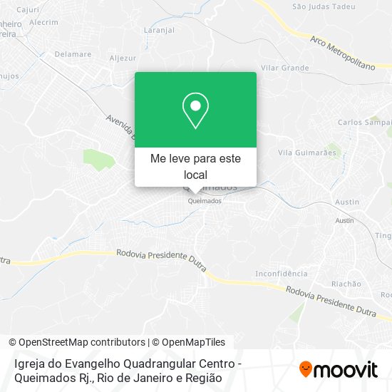 Igreja do Evangelho Quadrangular Centro - Queimados Rj. mapa