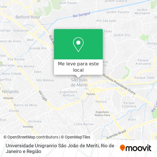 Universidade Unigranrio São João de Meriti mapa