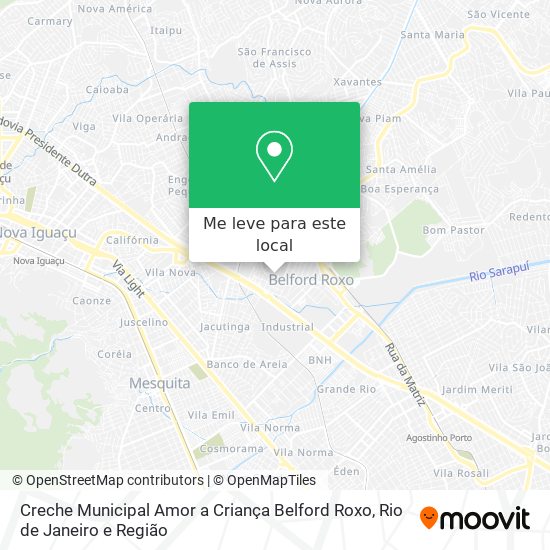 Creche Municipal Amor a Criança Belford Roxo mapa