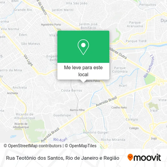 Rua Teotônio dos Santos mapa