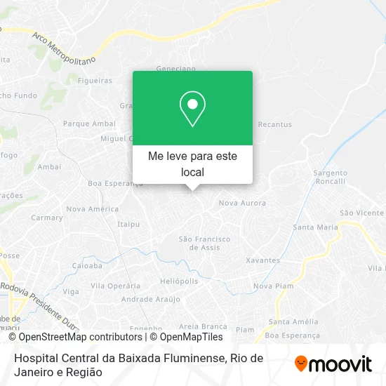 Hospital Central da Baixada Fluminense mapa