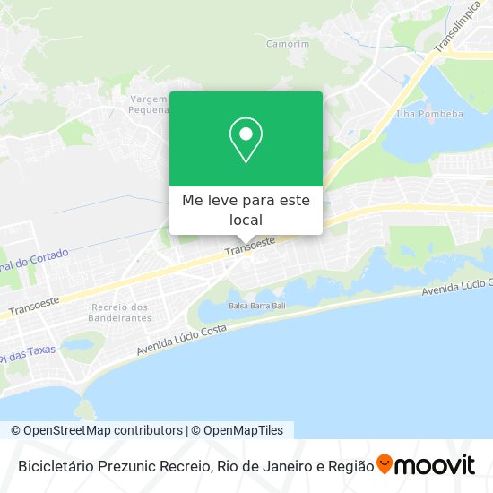 Bicicletário Prezunic Recreio mapa