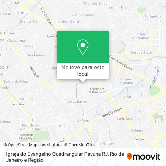 Igreja do Evangelho Quadrangular Pavuna RJ mapa