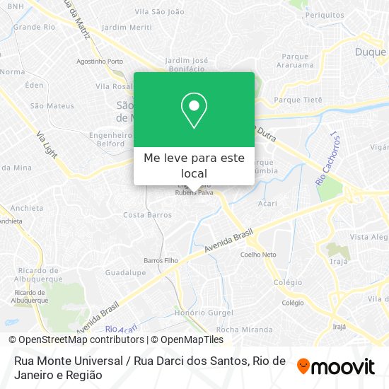 Rua Monte Universal / Rua Darci dos Santos mapa