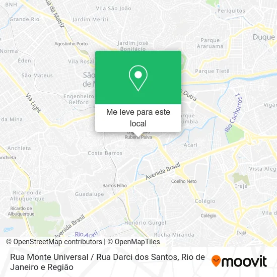 Rua Monte Universal / Rua Darci dos Santos mapa