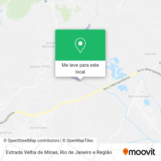 Estrada Velha de Minas mapa