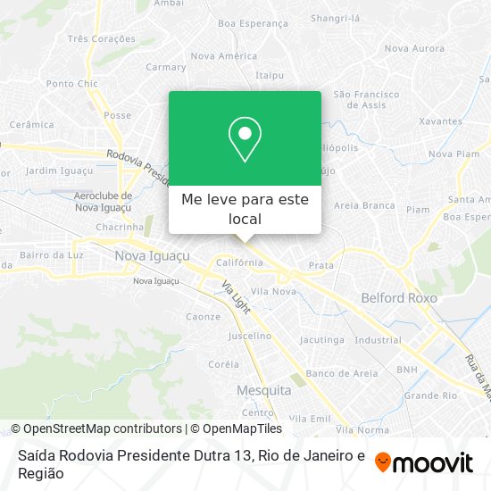 Saída Rodovia Presidente Dutra 13 mapa