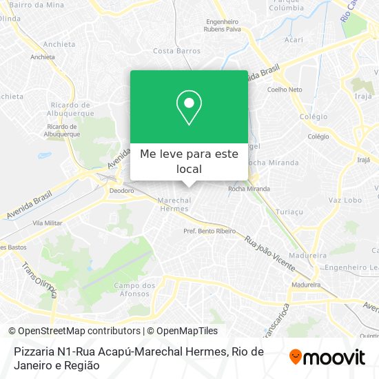 Pizzaria N1-Rua Acapú-Marechal Hermes mapa