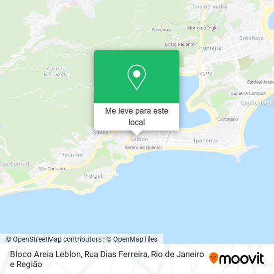 Bloco Areia Leblon, Rua Dias Ferreira mapa