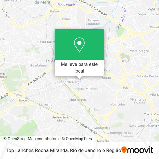 Top Lanches Rocha Miranda mapa