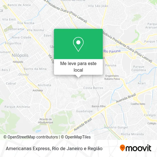 Americanas Express mapa