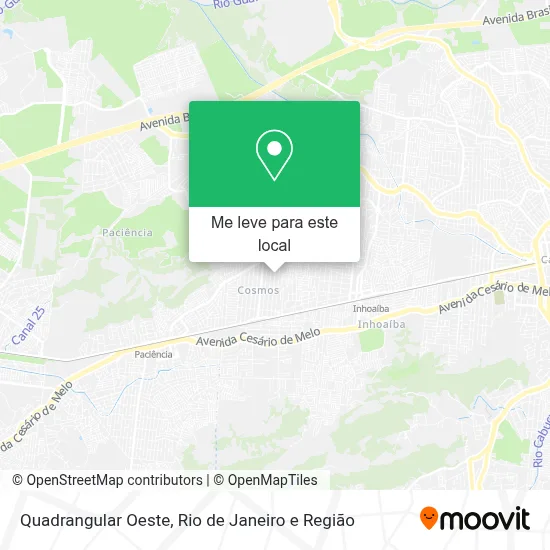 Quadrangular Oeste mapa