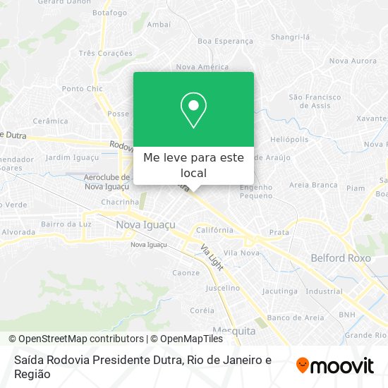 Saída Rodovia Presidente Dutra mapa