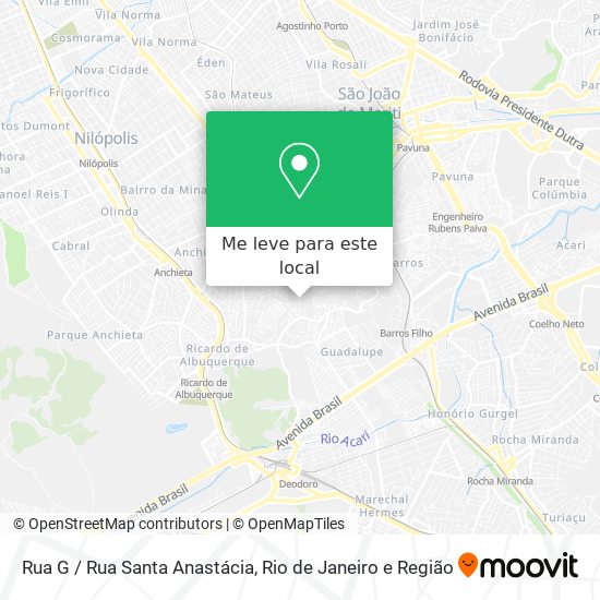 Rua G / Rua Santa Anastácia mapa