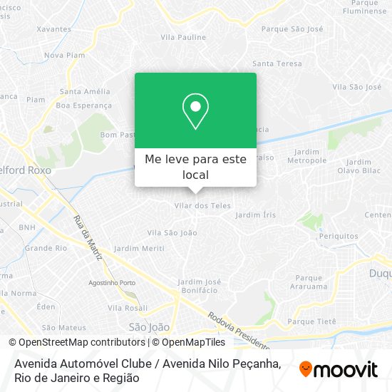 Avenida Automóvel Clube / Avenida Nilo Peçanha mapa