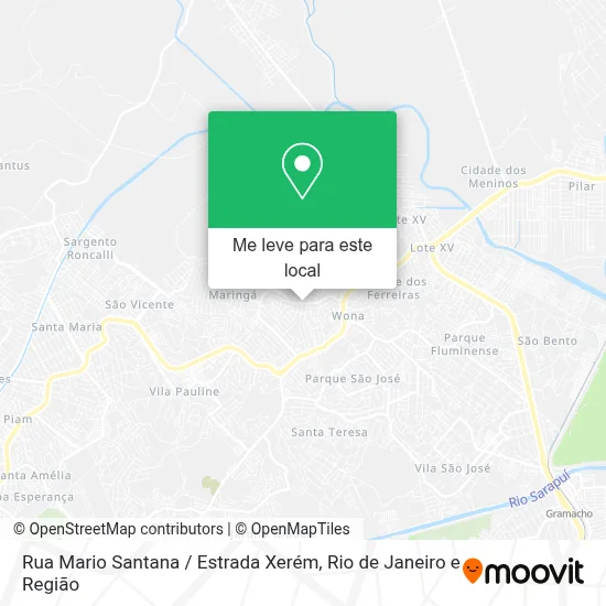 Rua Mario Santana / Estrada Xerém mapa