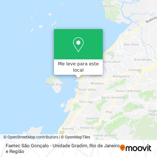 Faetec São Gonçalo - Unidade Gradim mapa