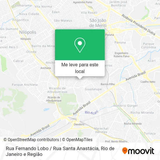 Rua Fernando Lobo / Rua Santa Anastácia mapa