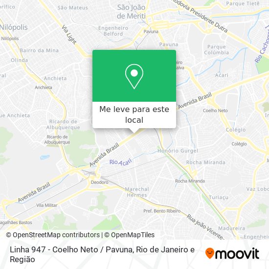 Linha 947 - Coelho Neto / Pavuna mapa