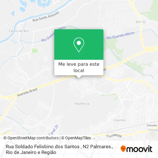 Rua Soldado Felisbino dos Santos , N2 Palmares. mapa