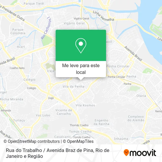Rua do Trabalho / Avenida Braz de Pina mapa