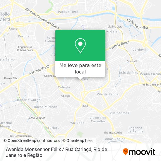 Avenida Monsenhor Félix / Rua Cariaçá mapa