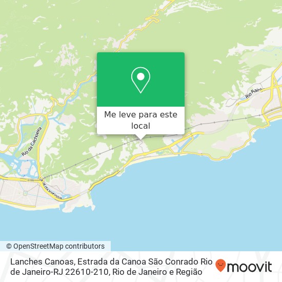 Lanches Canoas, Estrada da Canoa São Conrado Rio de Janeiro-RJ 22610-210 mapa