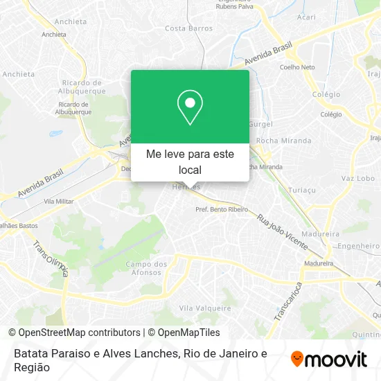 Batata Paraiso e Alves Lanches mapa
