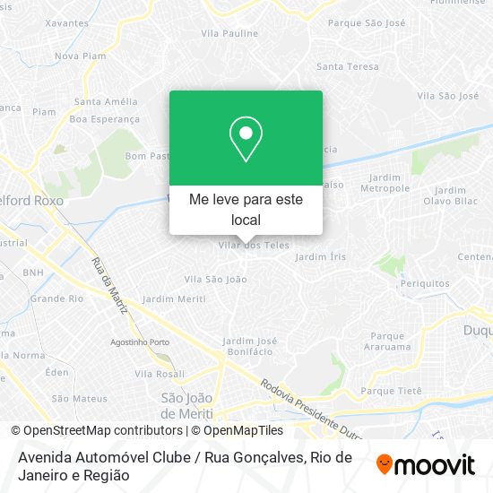 Avenida Automóvel Clube / Rua Gonçalves mapa